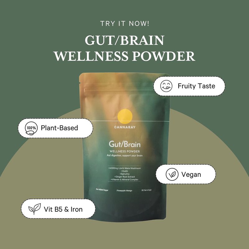 Cannaray gut brain wellness powder pineapple mango 150g, UK version
