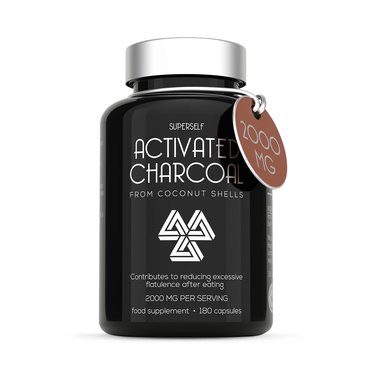 SuperSelf Activated Charcoal 2000mg 180 capsules - British product