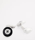 Babette Wasserman rhodium-plated enamel button cufflinks - British product