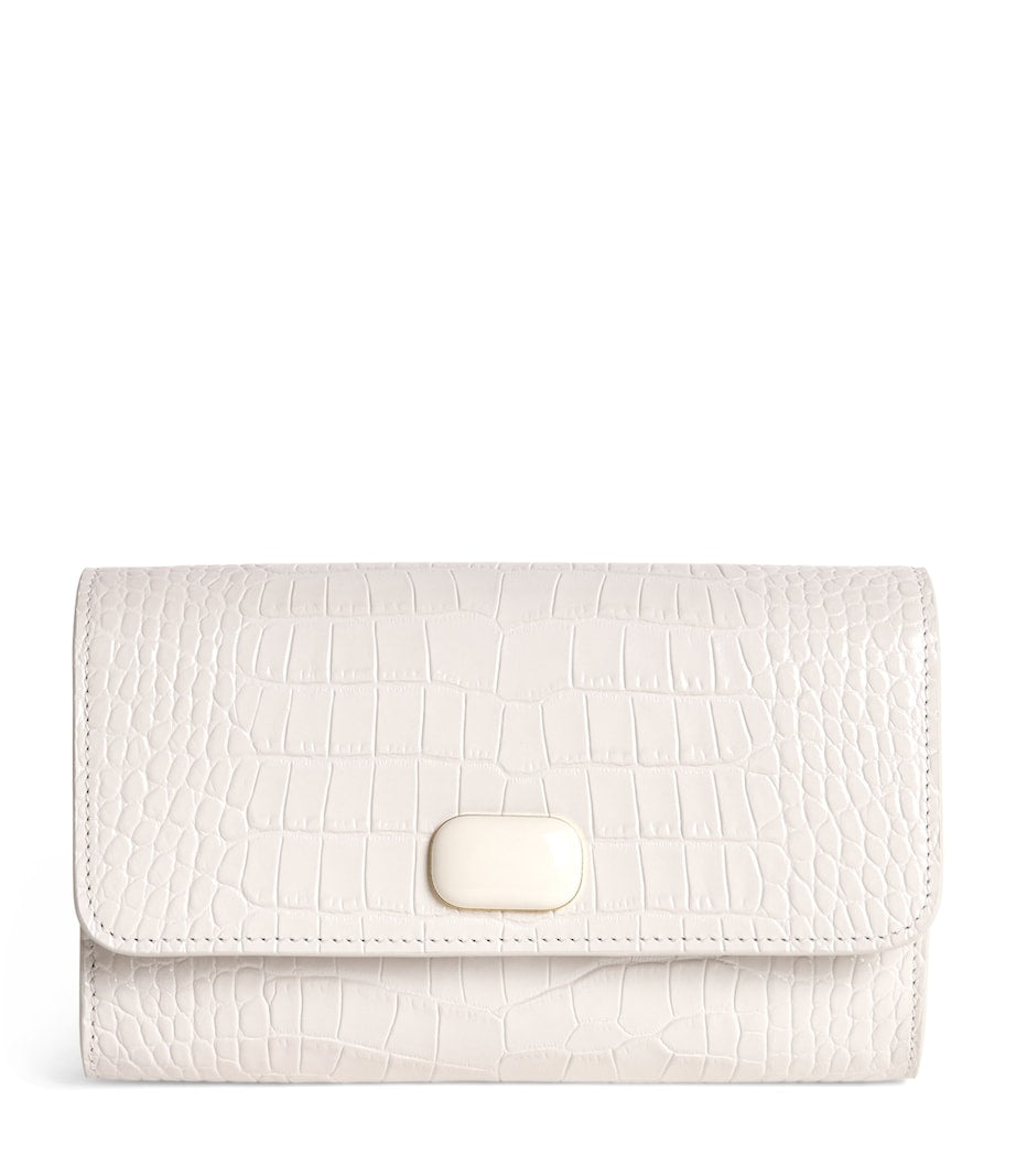 Jeffrey Levinson leather croc-embossed clutch bag, UK version
