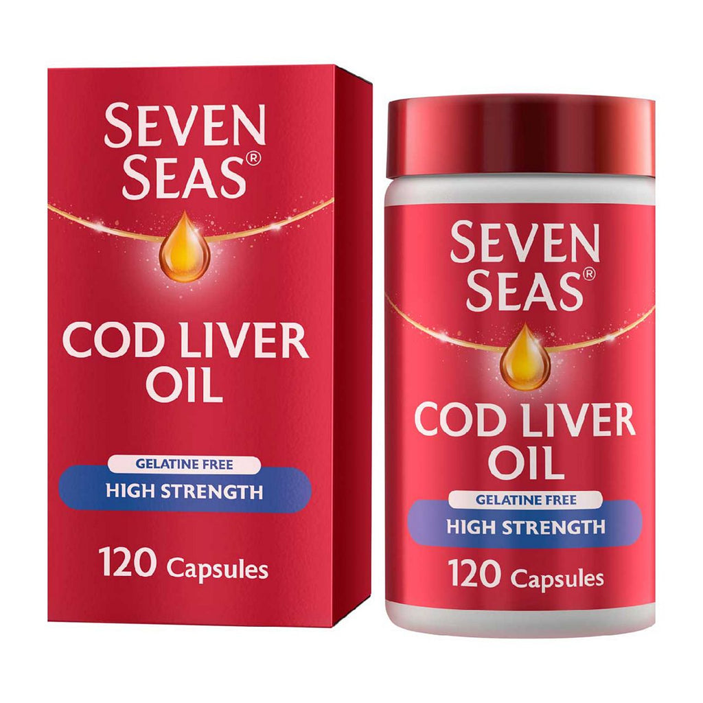 Seven Seas Cod Liver Oil High Strength Gelatine Free Omega-3 120 Caps