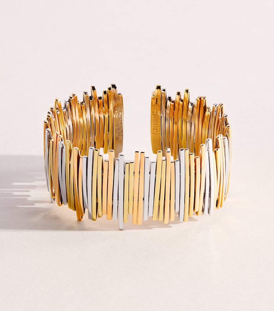 Suzanne Kalan mixed gold wide cuff bangle, imported from the UK