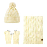 Livingandhome winter hat scarf gloves set beige - British product