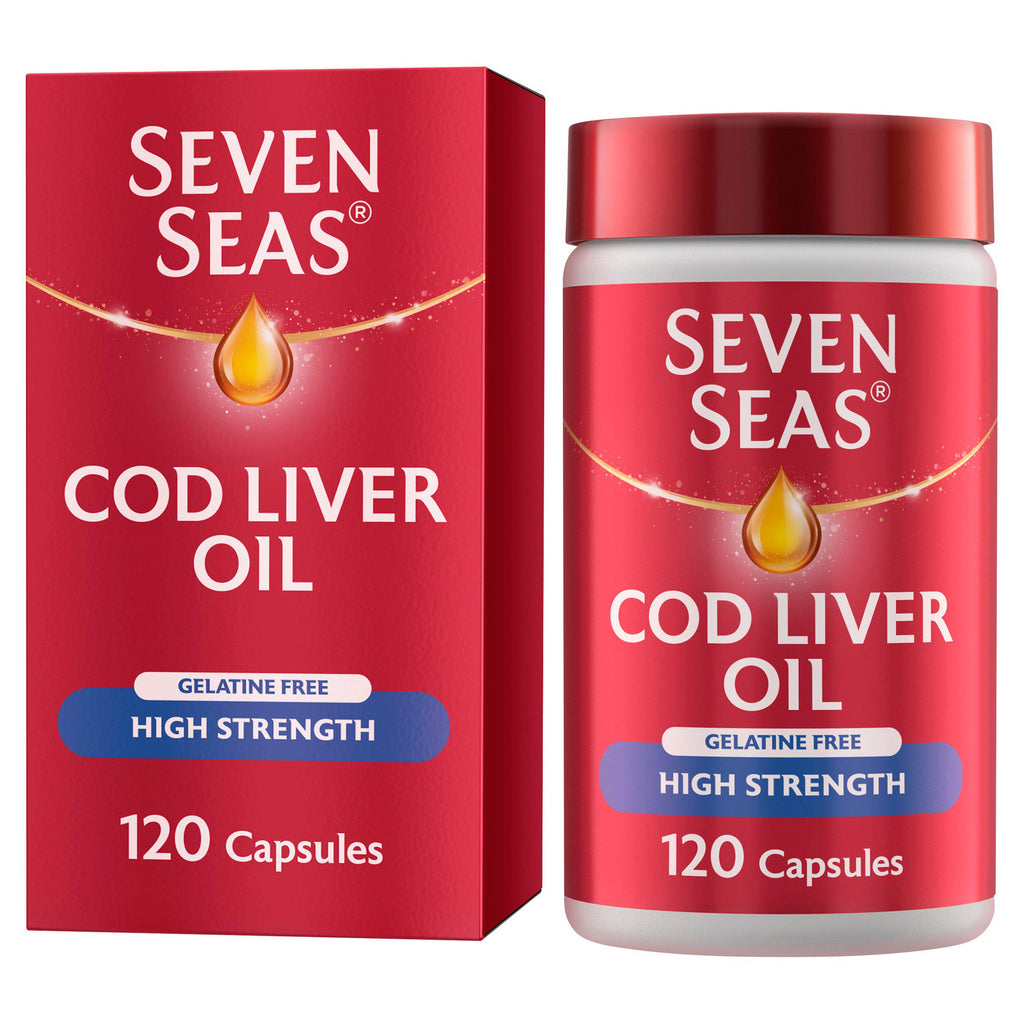 Seven Seas Cod Liver Oil High Strength Gelatine Free Omega-3 120 Caps