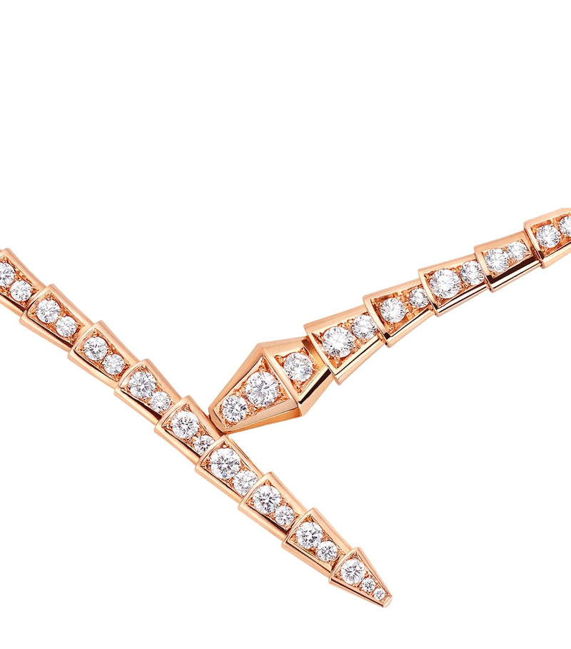 Bvlgari Serpenti Viper rose gold diamond necklace 34cm (British brand)
