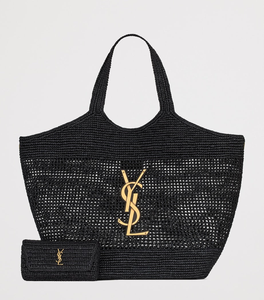 Saint Laurent Maxi Icare raffia tote bag (British brand)