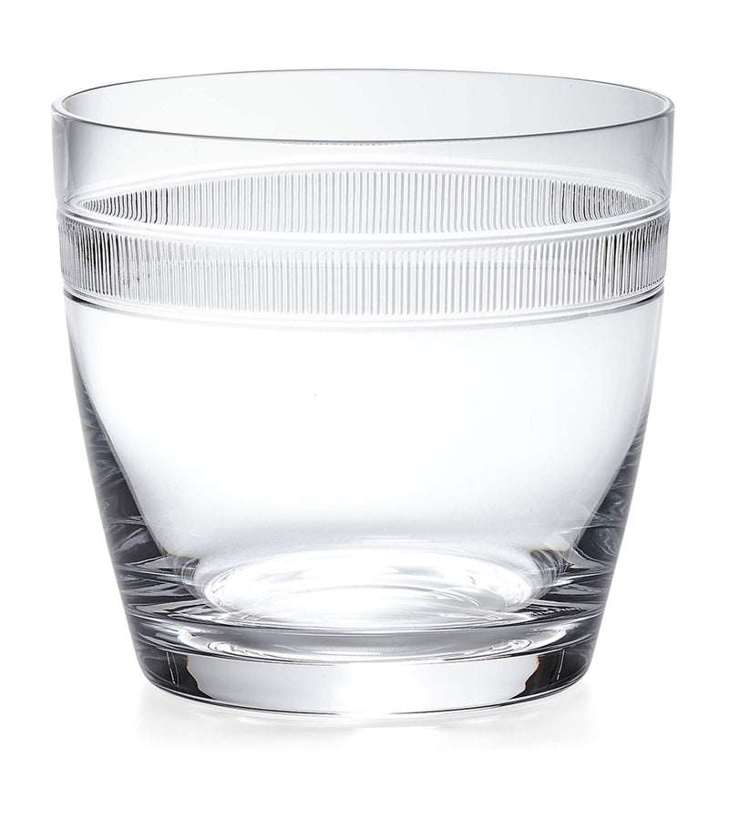 Ralph Lauren Langley crystal ice bucket with etched design, imported from the UK