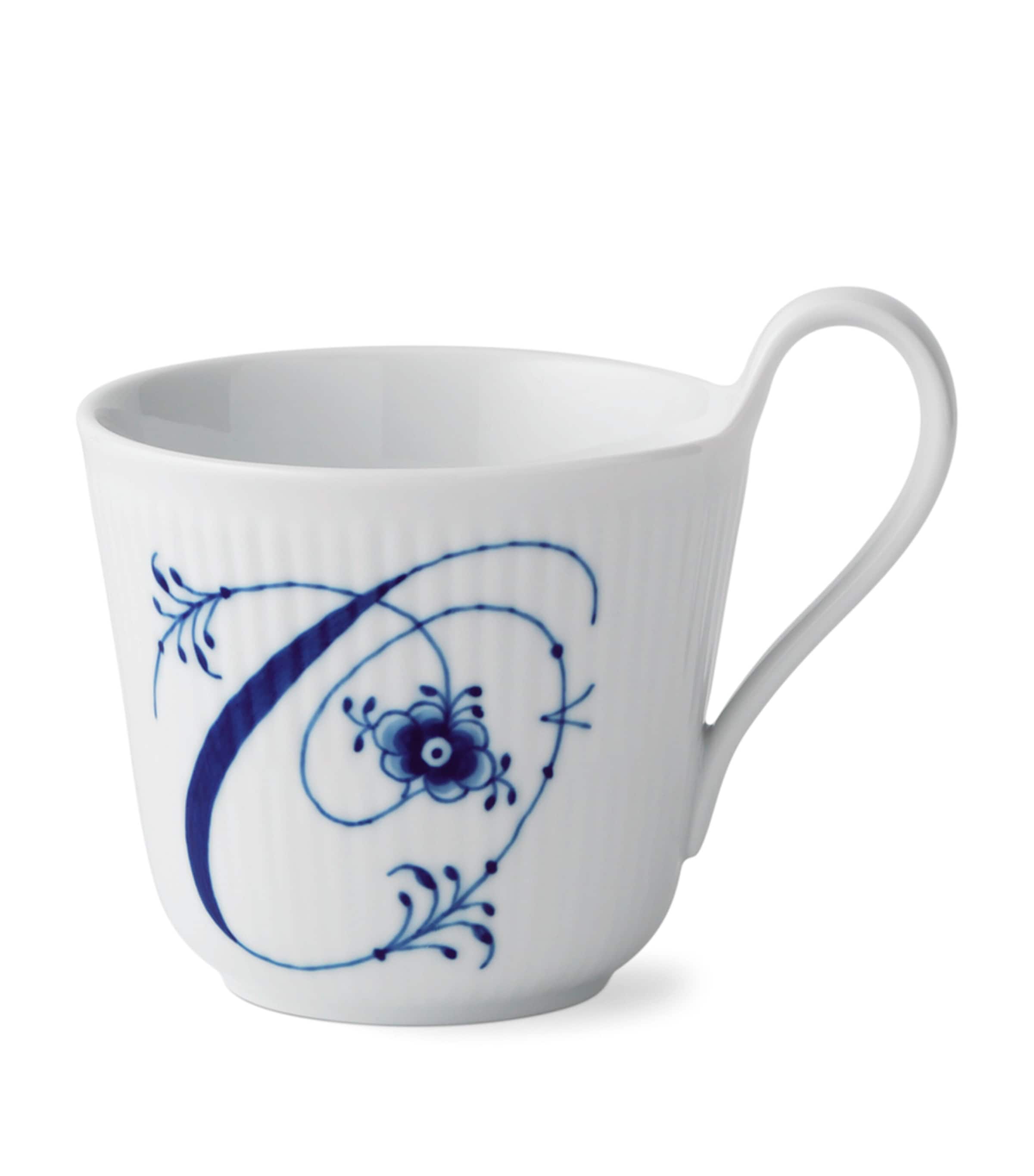 Royal Copenhagen porcelain Fluted Alphabet mug, imported from the UK