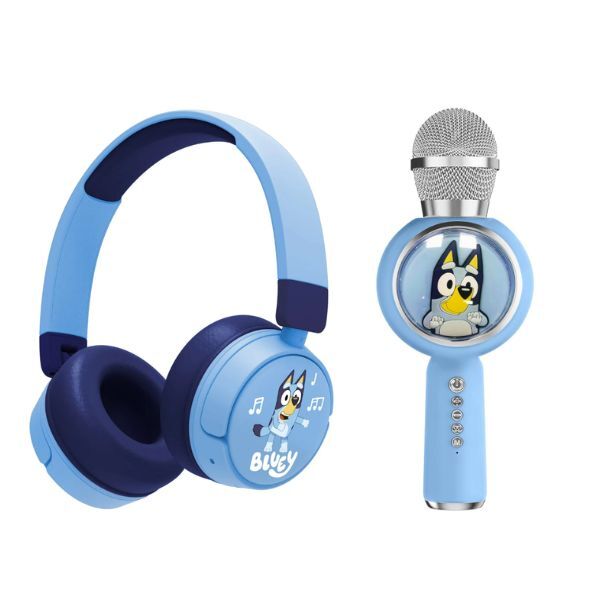 OTL Bluey wired headphones and karaoke microphone bundle, imported from the UK