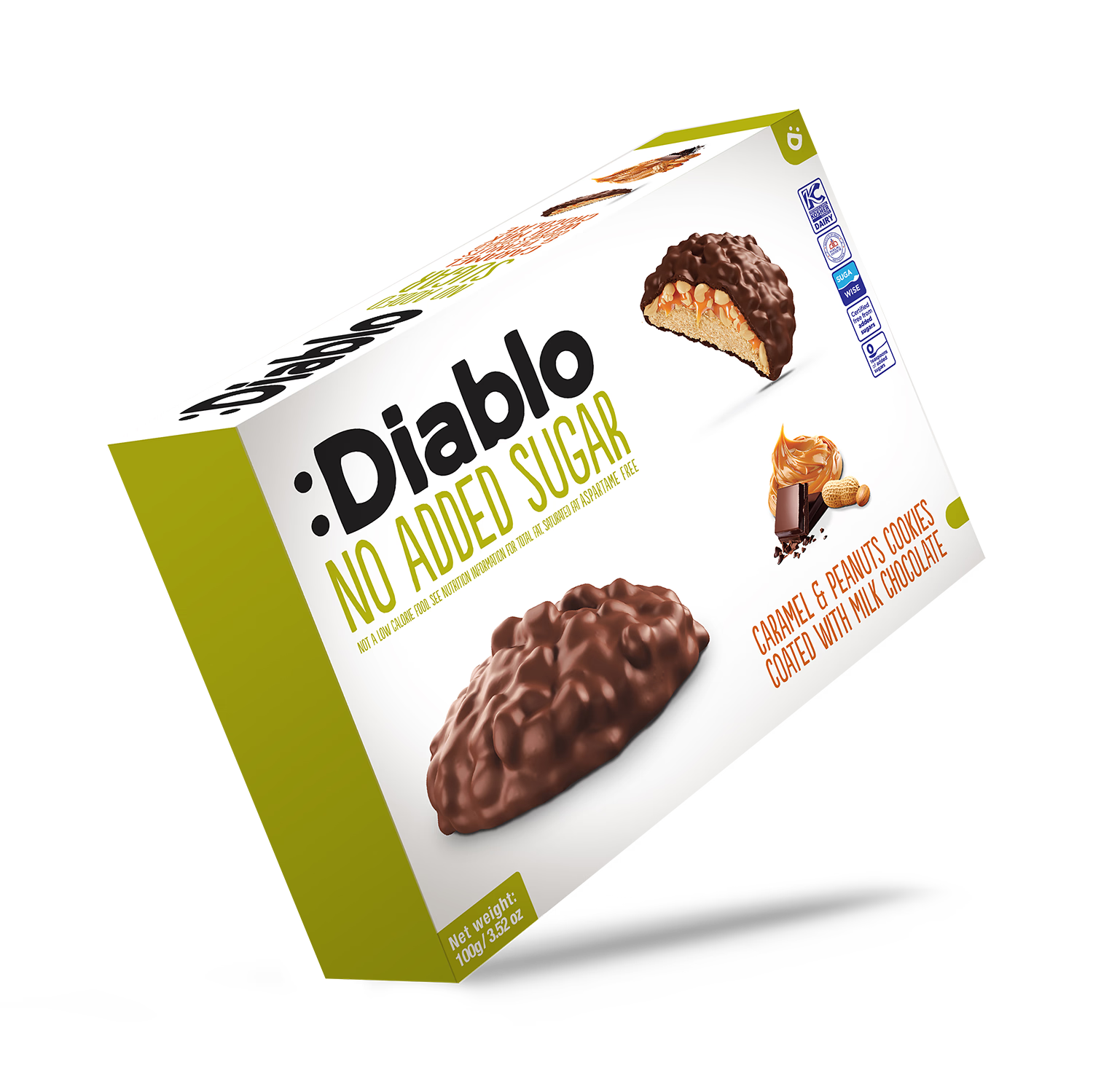 Diablo milk chocolate cookies caramel peanut 100g, imported from the UK