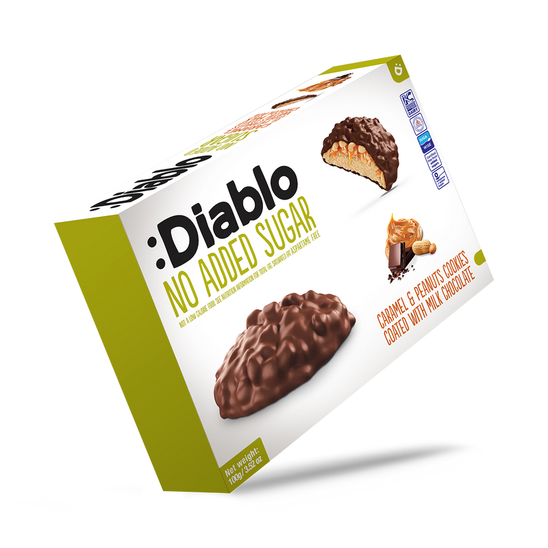Diablo milk chocolate cookies caramel peanut 100g, imported from the UK