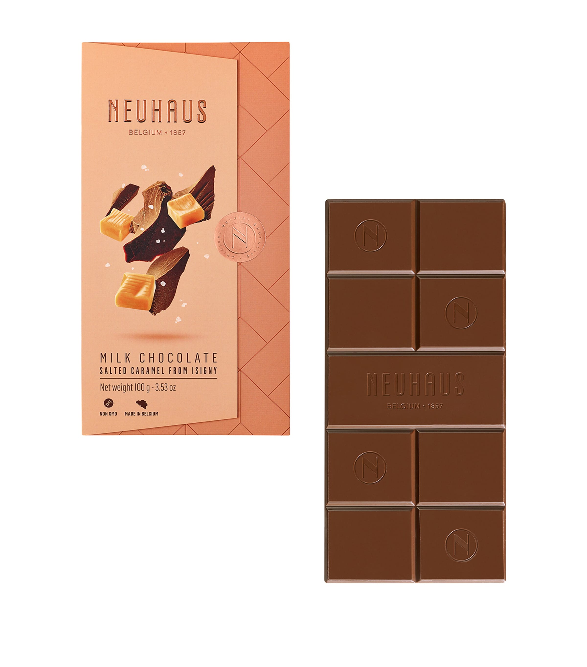 Neuhaus salted caramel milk chocolate bar 100g, imported from the UK