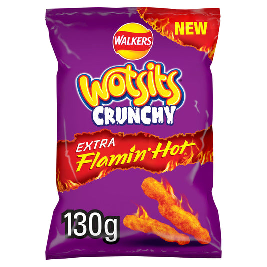 Wotsits Crunchy Extra Flamin Hot Sharing Bag Crisps 130g GOODS Sainsburys   