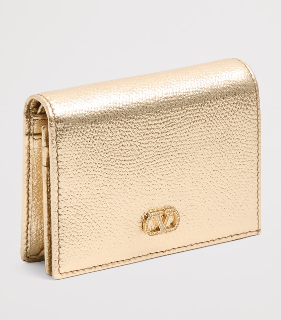 Valentino Garavani VLogo Signature lommebok metallisk skinn, UK-versjon