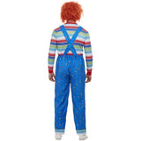 Smiffys adult Chucky costume blue top with printed dungarees - British product