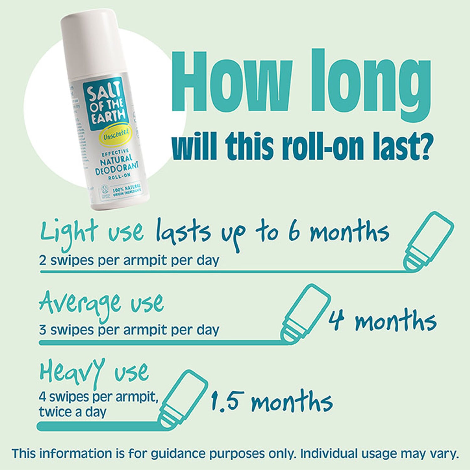 Salt of the Earth unscented natural deodorant roll-on 75ml (British brand)