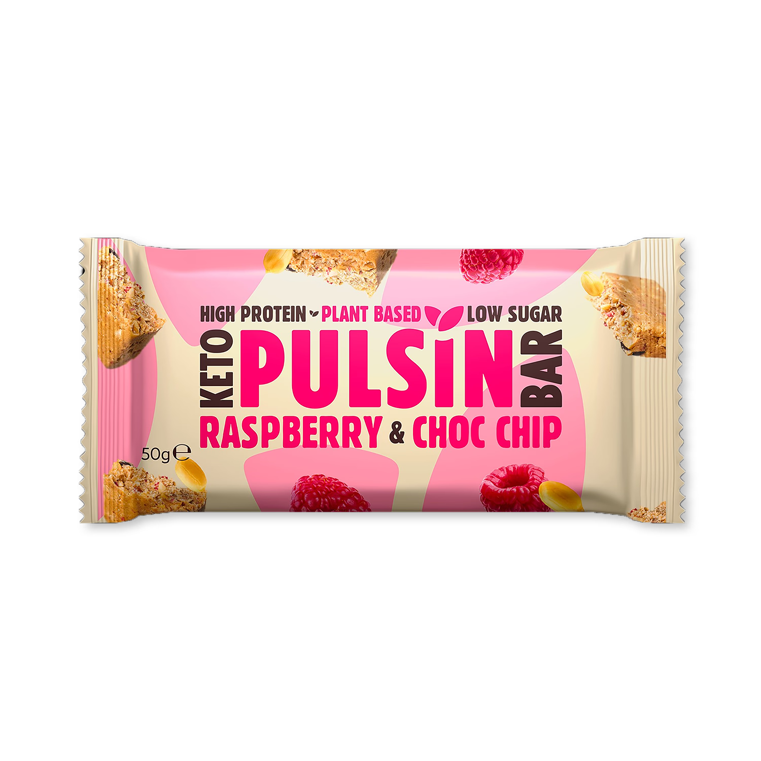 Pulsin keto bar raspberry choc chip 50g, UK version