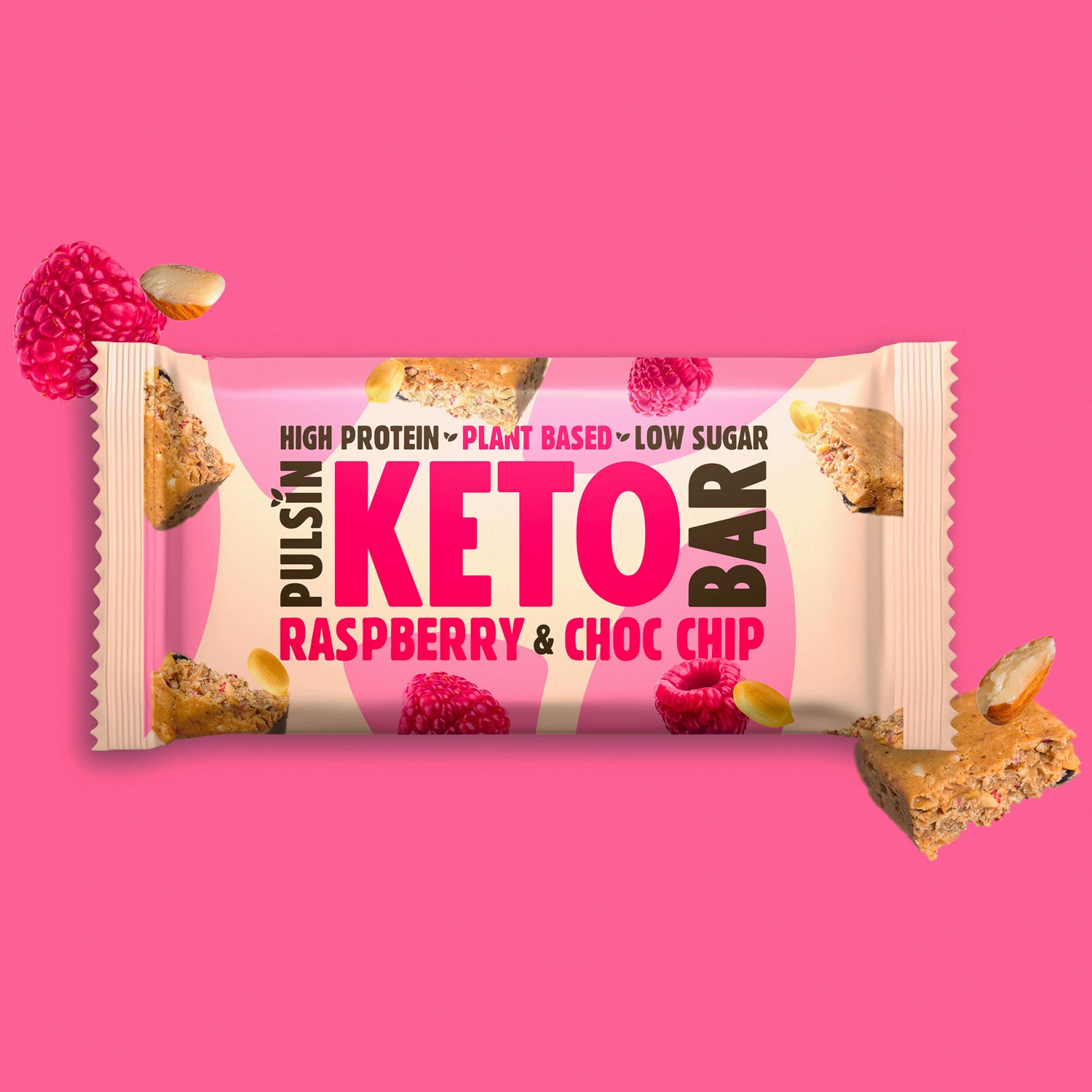 Pulsin keto bar raspberry choc chip 50g, UK version