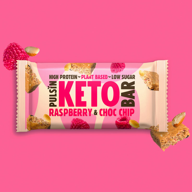 Pulsin keto bar raspberry choc chip 50g, UK version