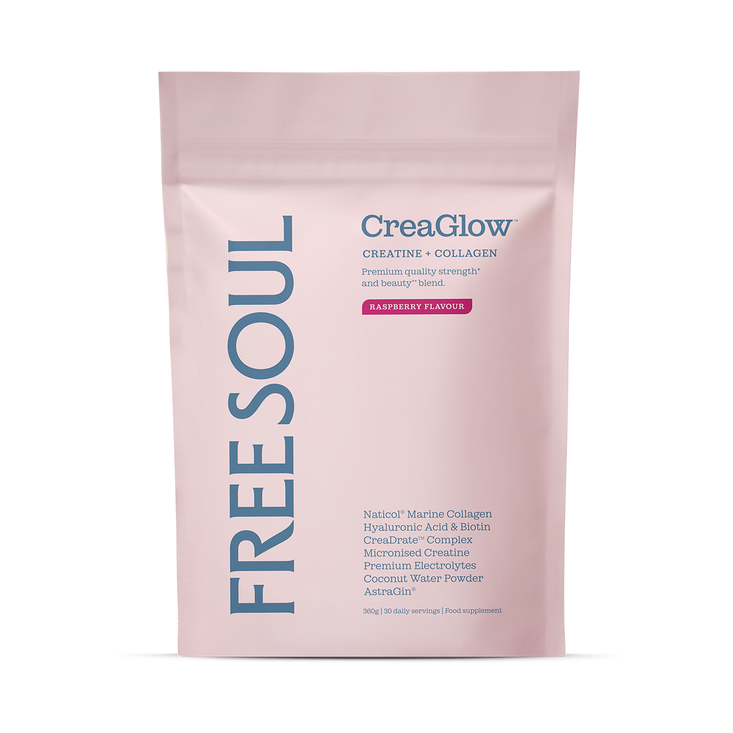 Free Soul CreaGlow raspberry supplement 360g, imported from the UK