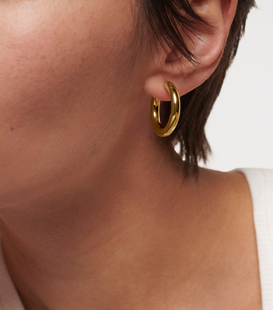 Monica Vinader medium gold vermeil hoop earrings 24mm, imported from the UK