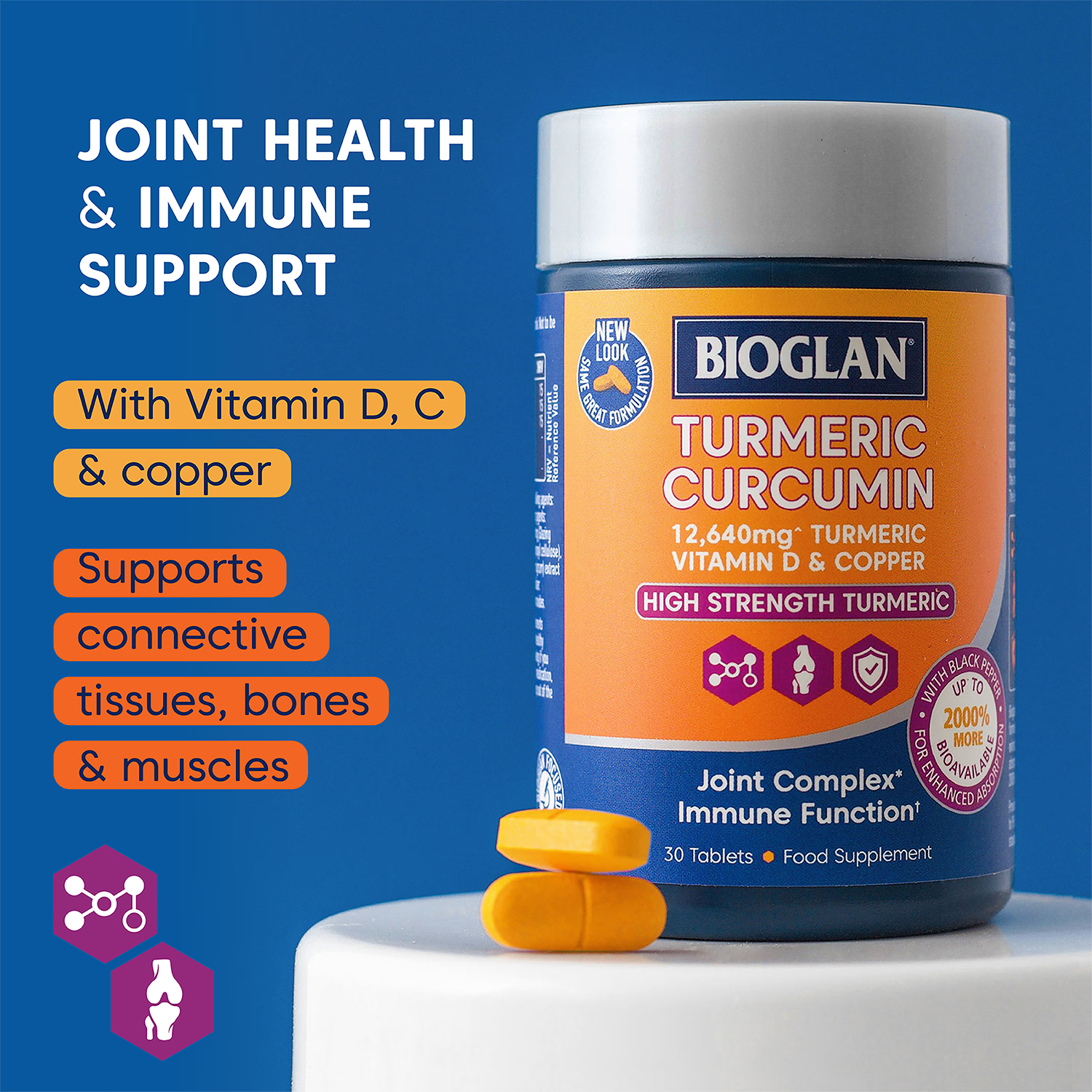 Bioglan Active Curcumin High Strength Turmeric 30 Tablets - British product