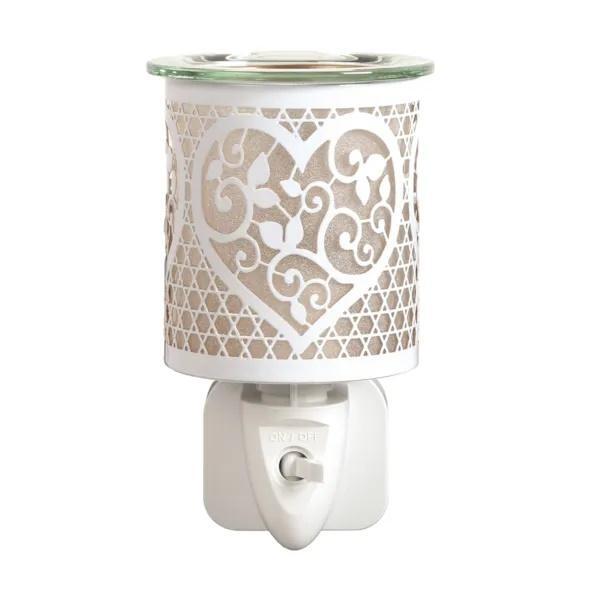 Aroma plug in wax melter heart white 13cm, imported from the UK