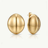 MUCHV gold oval stud earrings 2.85cm - British product