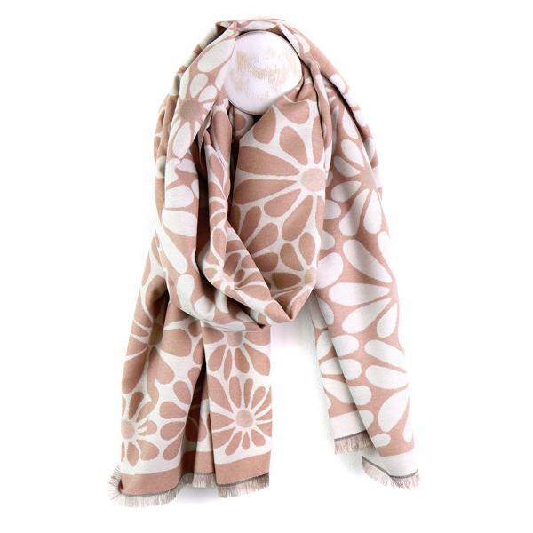 POM camel flower print scarf 69x184cm - British product