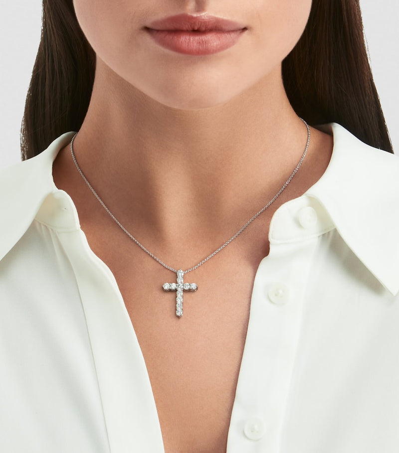 Graff white gold diamond cross necklace, UK version