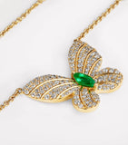 Jacquie Aiche butterfly necklace yellow gold diamonds emerald - British product