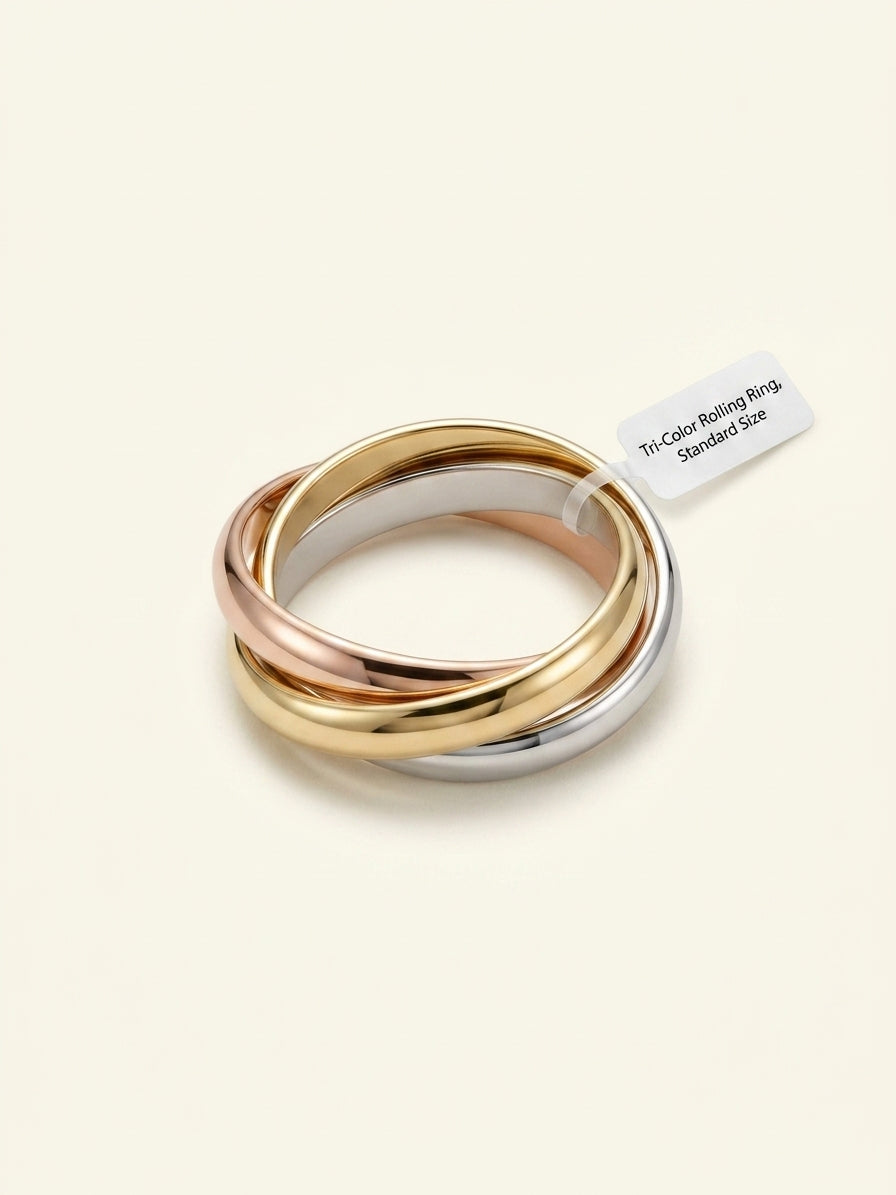 Cartier Trinity ring 18ct white yellow rose gold 0.06ct diamond (British brand)