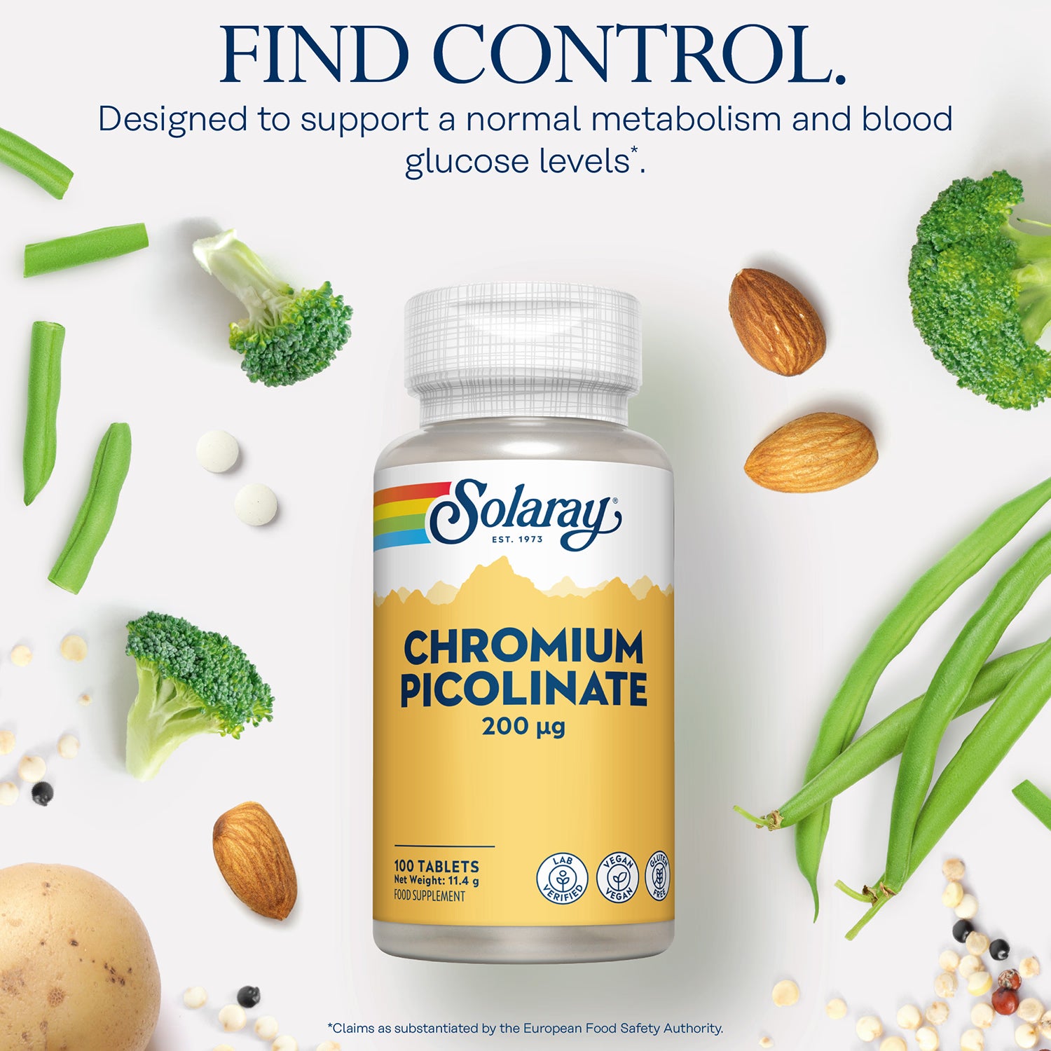 Solaray Chromium Picolinate 200mcg 100 capsules (British brand)
