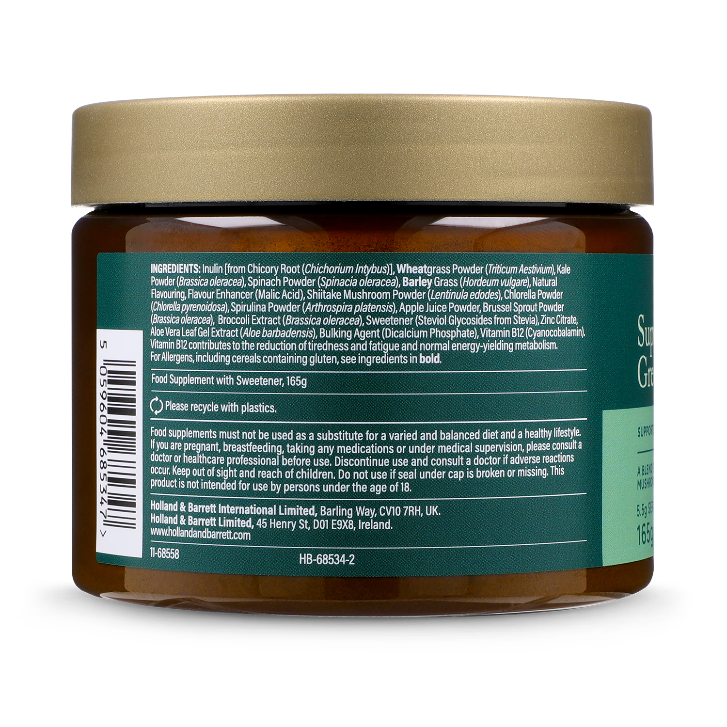 Holland & Barrett Supergreens Powder 165g, UK version