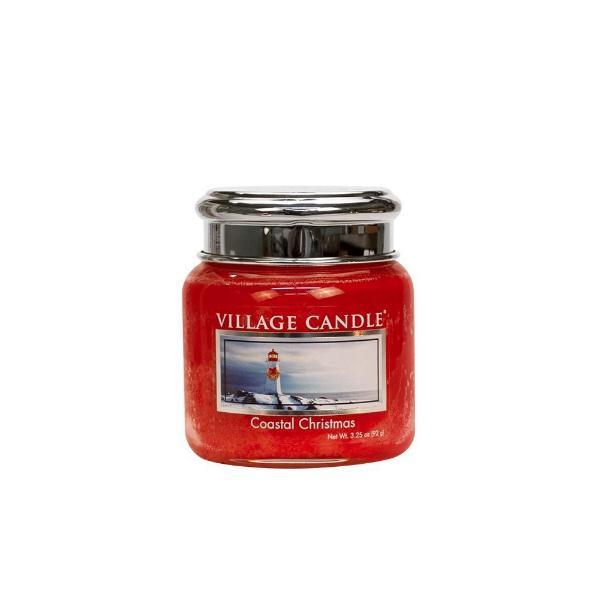 Village Candle Coastal Christmas extra small glass jar candle - British product