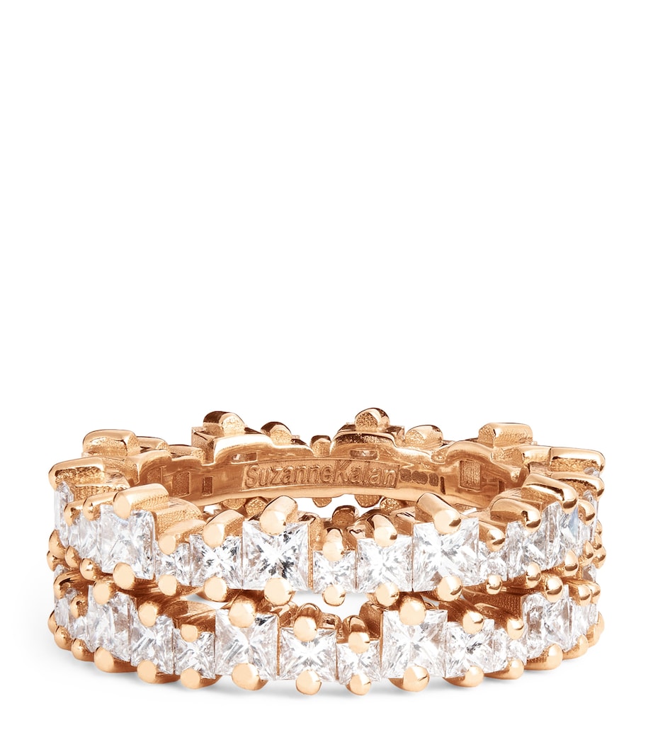 Suzanne Kalan rose gold and princess diamond tech ring jackets size 8.5 (British brand)