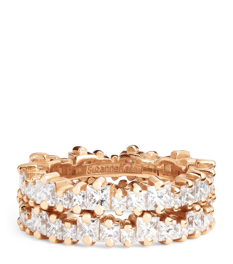 Suzanne Kalan rose gold and princess diamond tech ring jackets size 8.5 (British brand)
