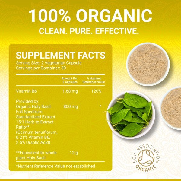 True Veda organic holy basil 60 capsules, UK version