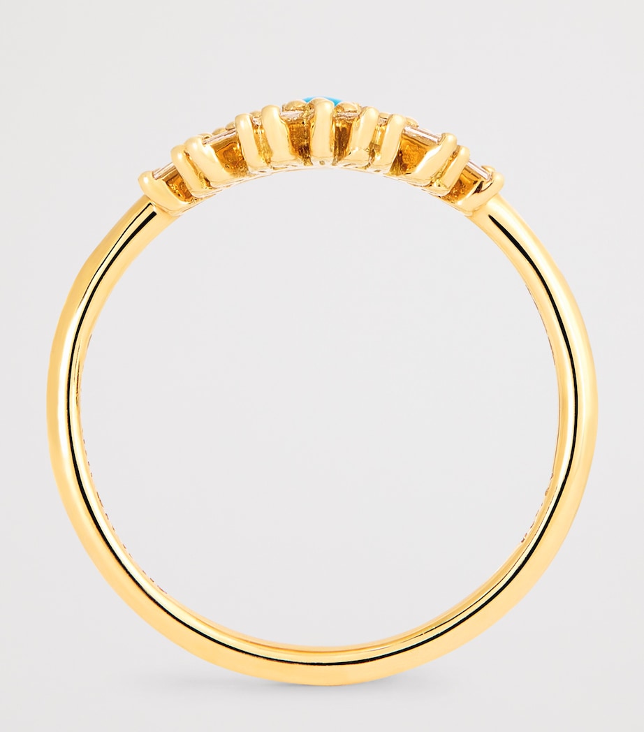 Suzanne Kalan Mini Evil Eye Ring yellow gold turquoise size 6 (British brand)