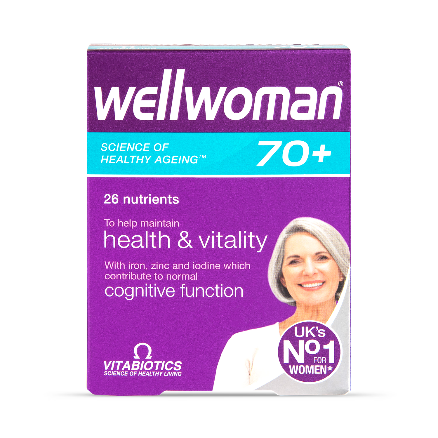 Vitabiotics Wellwoman 70+ daily multivitamin tablets 30 count (British brand)