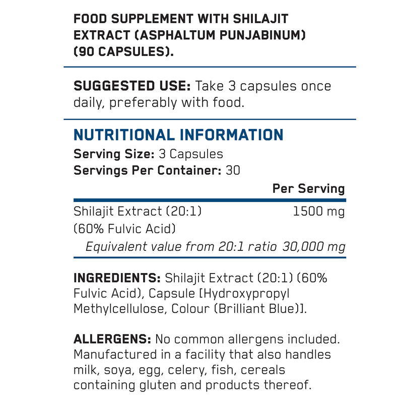 Pure Shilajit capsules 90 count, UK version