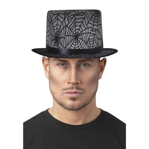 Smiffys spider web top hat for Halloween costume - British product