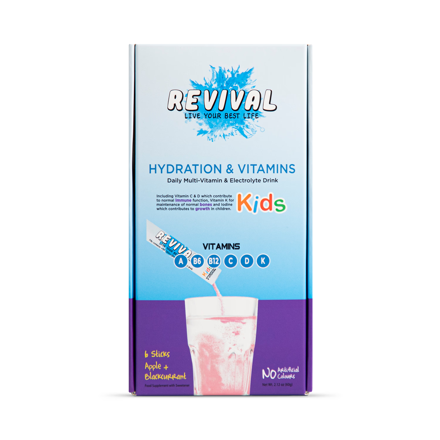 Revival kids multivitamin drink apple blackcurrant 6-pack (British brand)