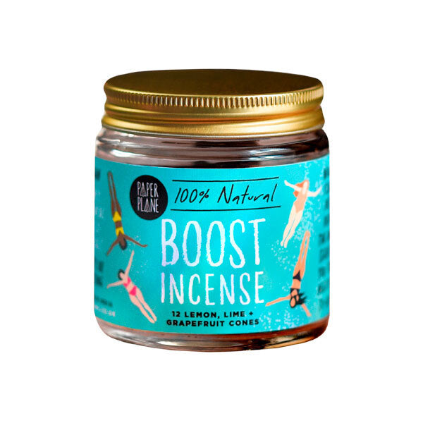 Paper Plane Boost incense cones jar of 12 (British brand)