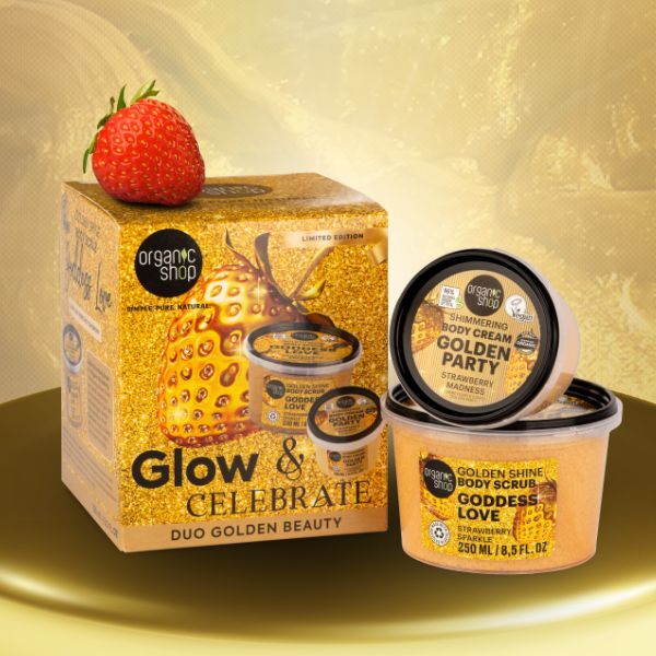 Organic Shop Golden Gift Set with body scrub and cream, UK version
