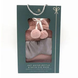 Aroma Home hot water bottle and eye mask set pink faux fur 2 litres (British brand)