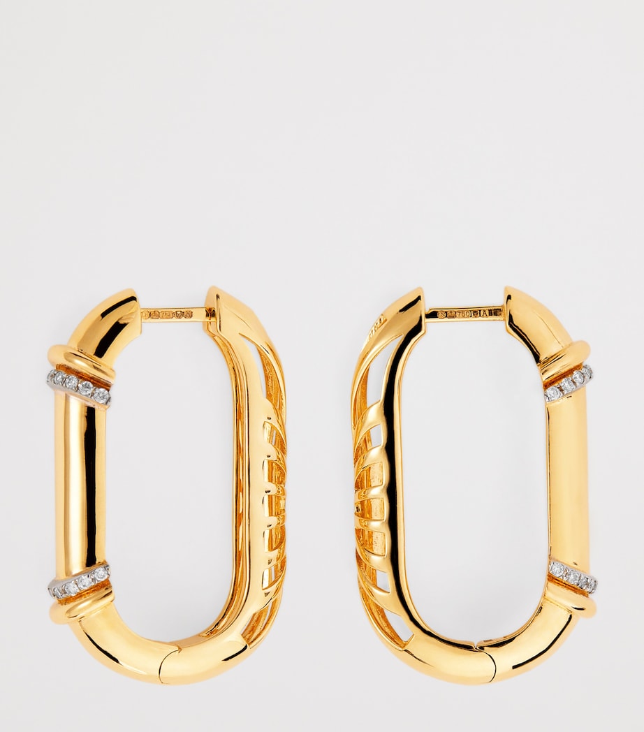 L'Atelier Nawbar yellow gold diamond Buoy Lock earrings - British product