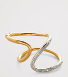 Monica Vinader gold vermeil diamond Riva wrap ring, UK version