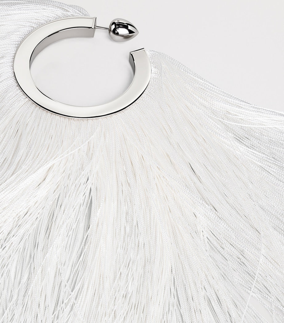 Alaïa fringe hoop earrings with viscose details, UK version