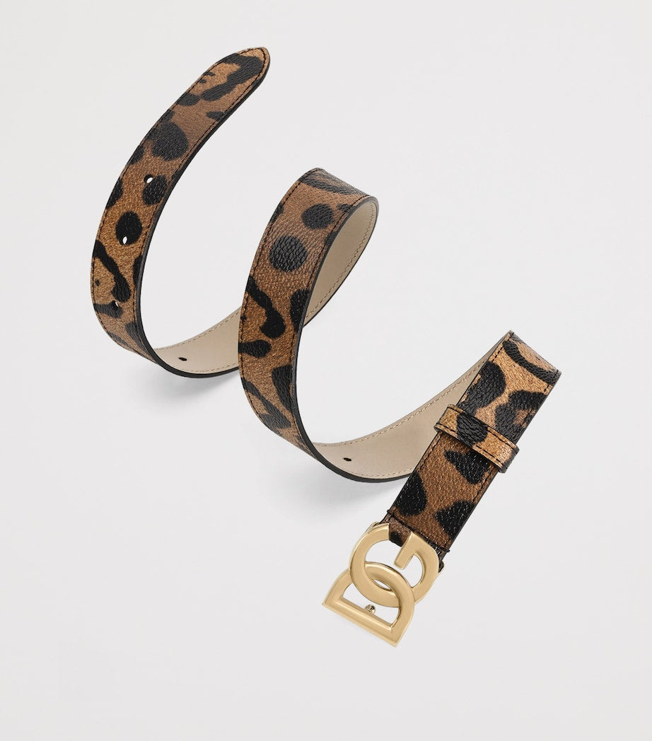 Dolce&Gabbana kids leopard print belt with gold buckle - British product